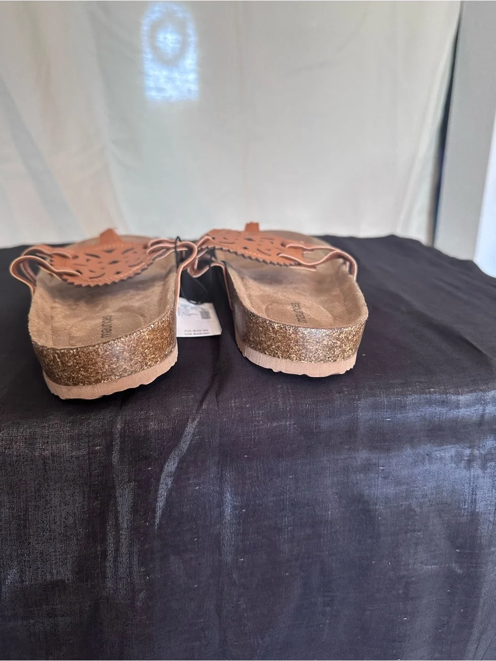 Maurices Burnt Orange Tan Decorative Cutout Slide Sandals SuperCush Alyssa 11